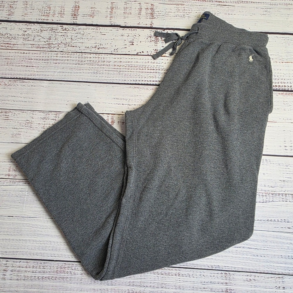 Polo Ralph Lauren Mens Charcoal Gray Waffle Knit Pajama Lounge Pants Size Medium
